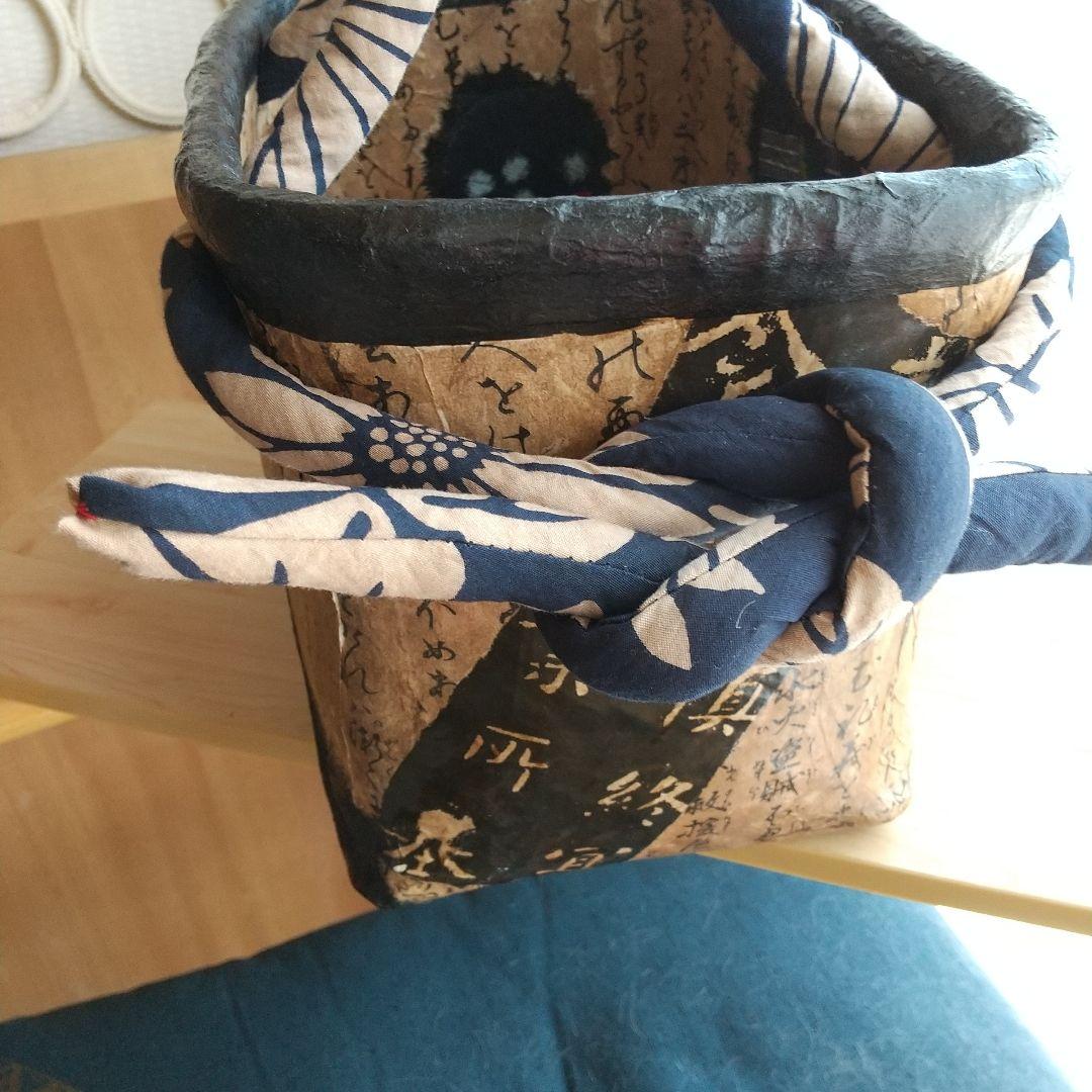 古布 一閑張り バック 久留米絣 犬張り子