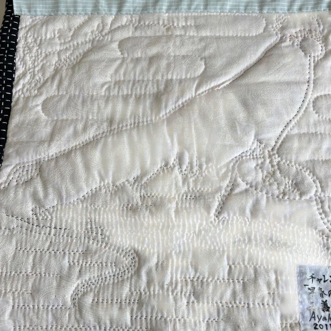 【1点物】ハンドメイド パッチワークキルト 尾長鶏と梅のタペストリー