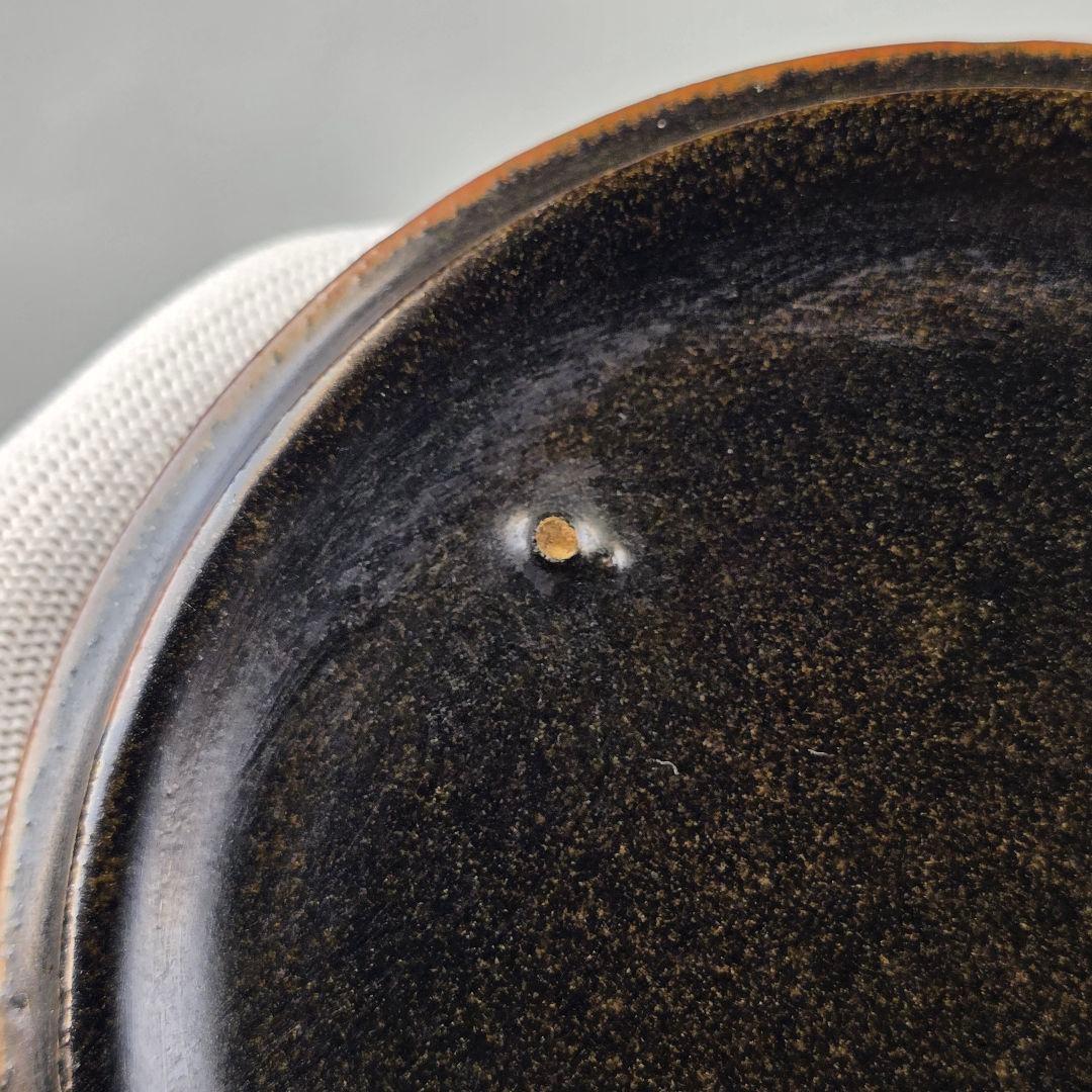 骨董 中国古磁 吉州窯 黒釉 陽刻竹紋 筆筒 美品