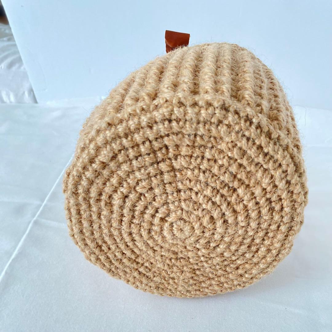 【新品】麻ひも手編みカゴワンハンドバッグ取手天然素材タンバリンdopカバー付き