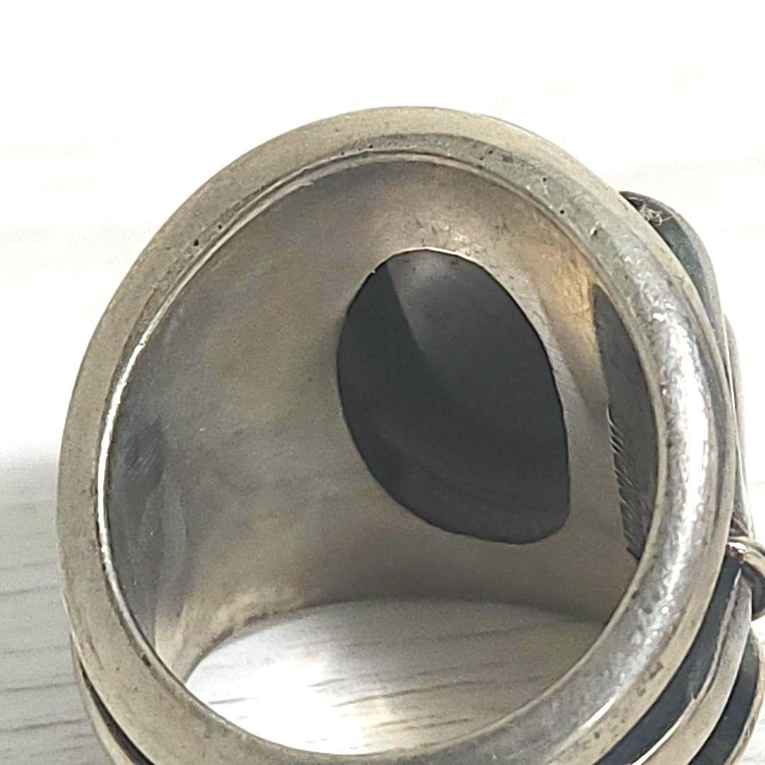 シルバーリング92.5 天然石 シヴァ槍デザイン スカーフ留め 手作り