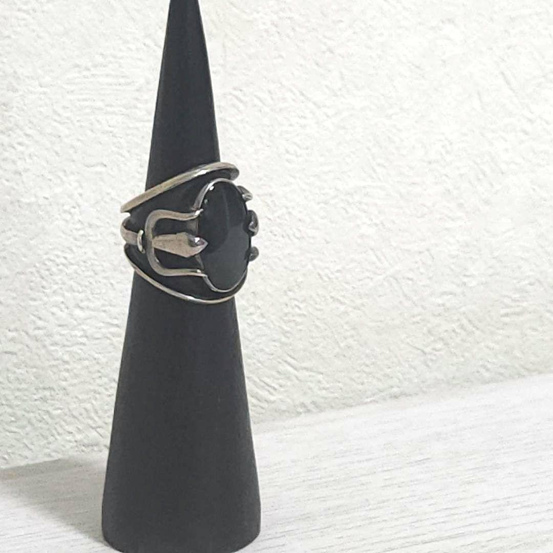 シルバーリング92.5 天然石 シヴァ槍デザイン スカーフ留め 手作り