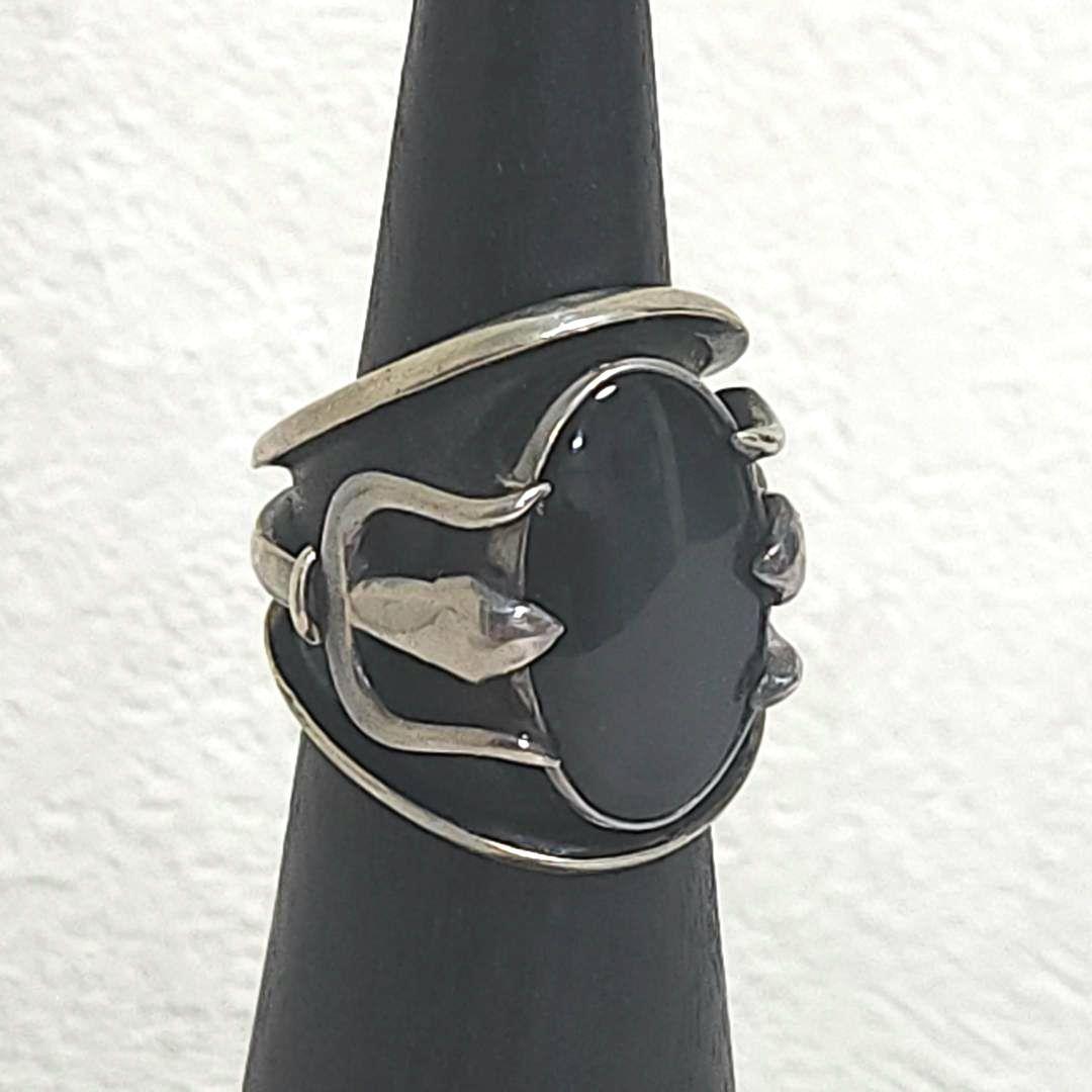 シルバーリング92.5 天然石 シヴァ槍デザイン スカーフ留め 手作り