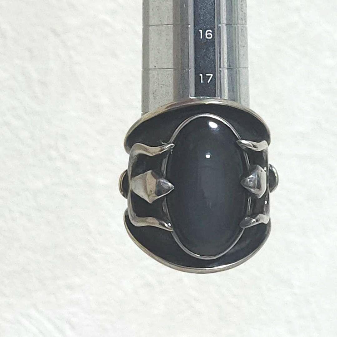 シルバーリング92.5 天然石 シヴァ槍デザイン スカーフ留め 手作り