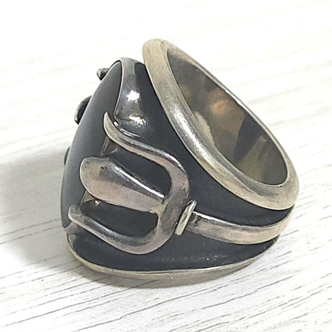 シルバーリング92.5 天然石 シヴァ槍デザイン スカーフ留め 手作り