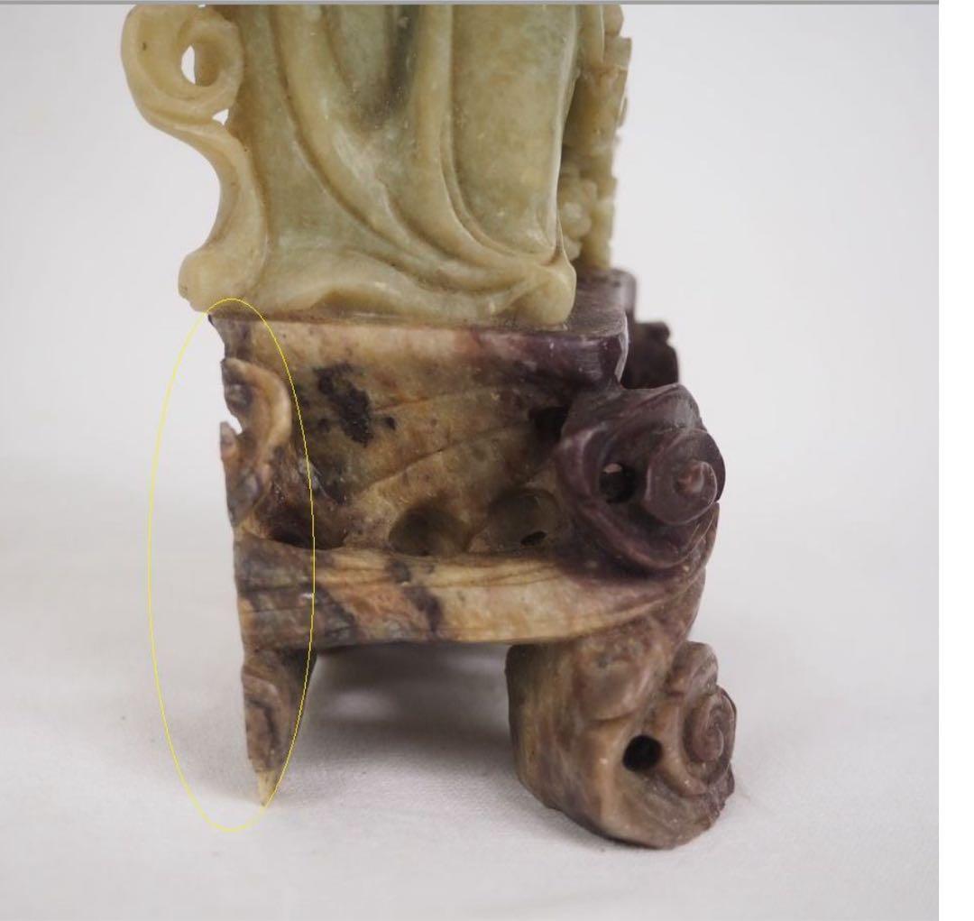 送料無料　60-70年代 青田石彫刻　天女散花　高20.5ｃｍ　中国古玩