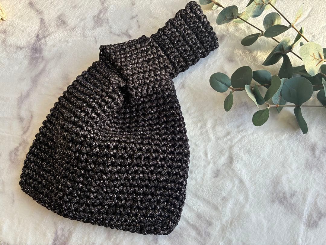 ハンドメイド♡ワンハンドルBag♡glitter Black Silver