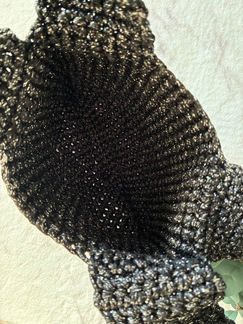 ハンドメイド♡ワンハンドルBag♡glitter Black Silver