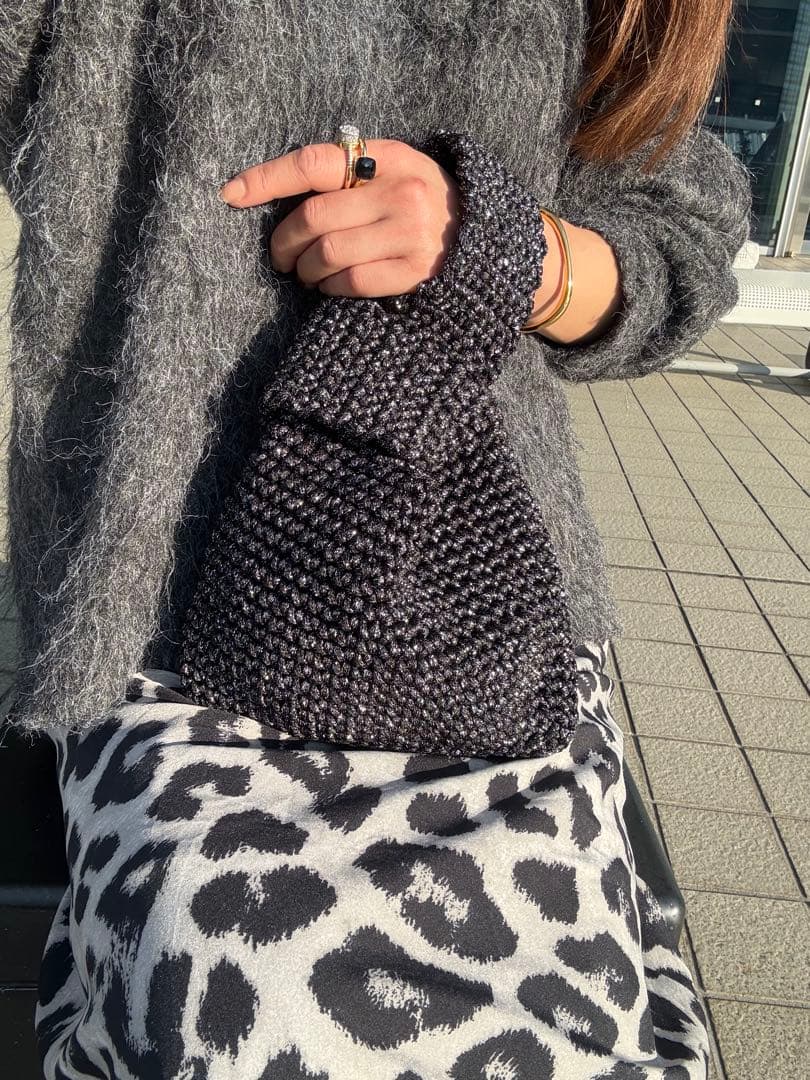 ハンドメイド♡ワンハンドルBag♡glitter Black Silver