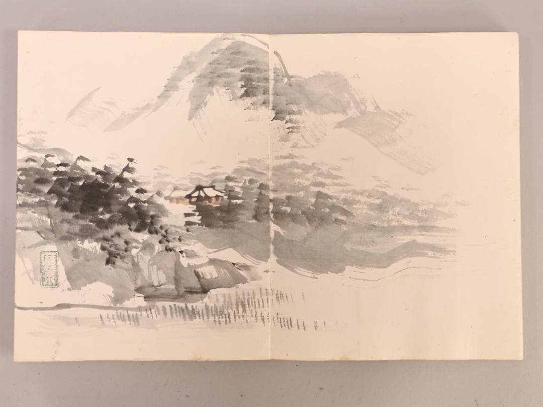 BK430　帝室技芸員　寺崎廣業（広業）　画帳　日本画　肉筆　紙本