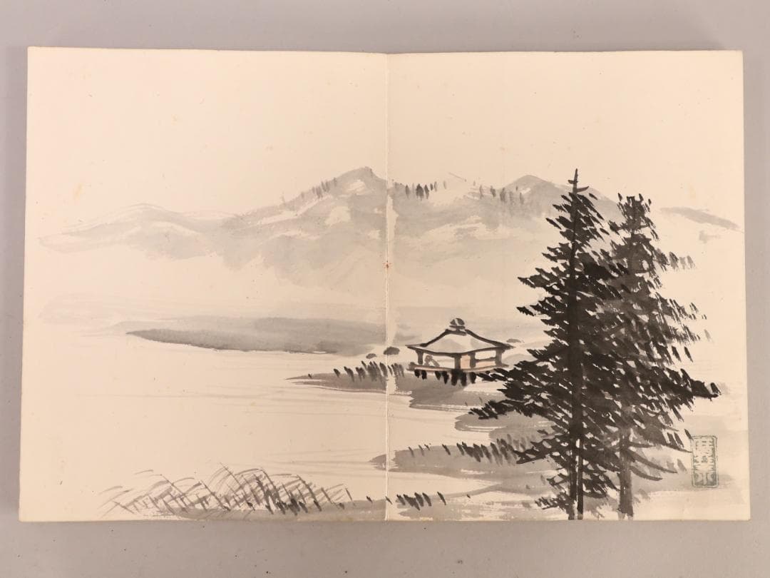 BK430　帝室技芸員　寺崎廣業（広業）　画帳　日本画　肉筆　紙本