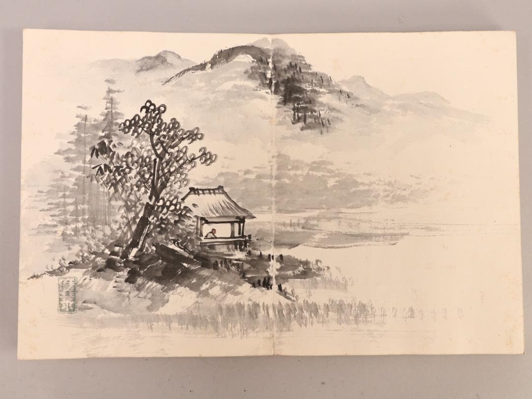 BK430　帝室技芸員　寺崎廣業（広業）　画帳　日本画　肉筆　紙本