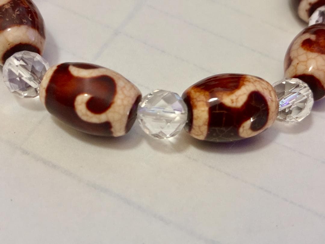 如意鈎天珠 9個 水晶のブレスレット 満願成就 お守り 17cm 天珠だらけ