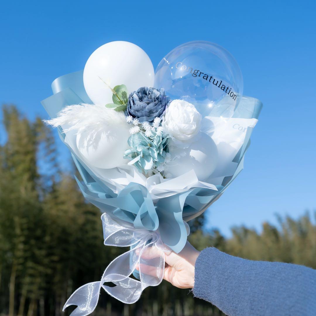 Chachi❣️ バルーンブーケ ブルー Mサイズ ボリュームアップ 2点