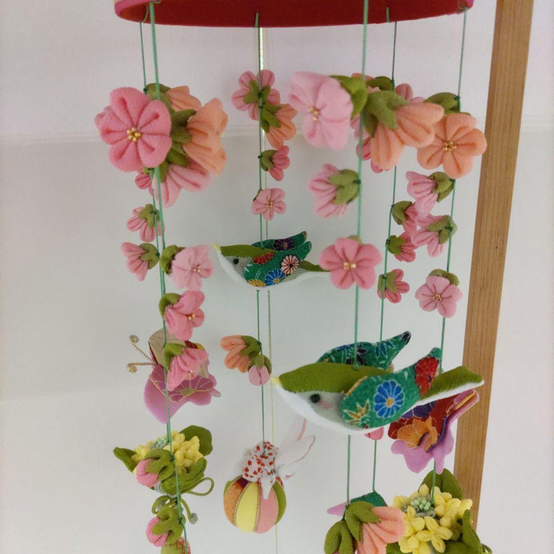 ちりめん細工　吊るし飾り　(桜と菜の花の春のさげもん）