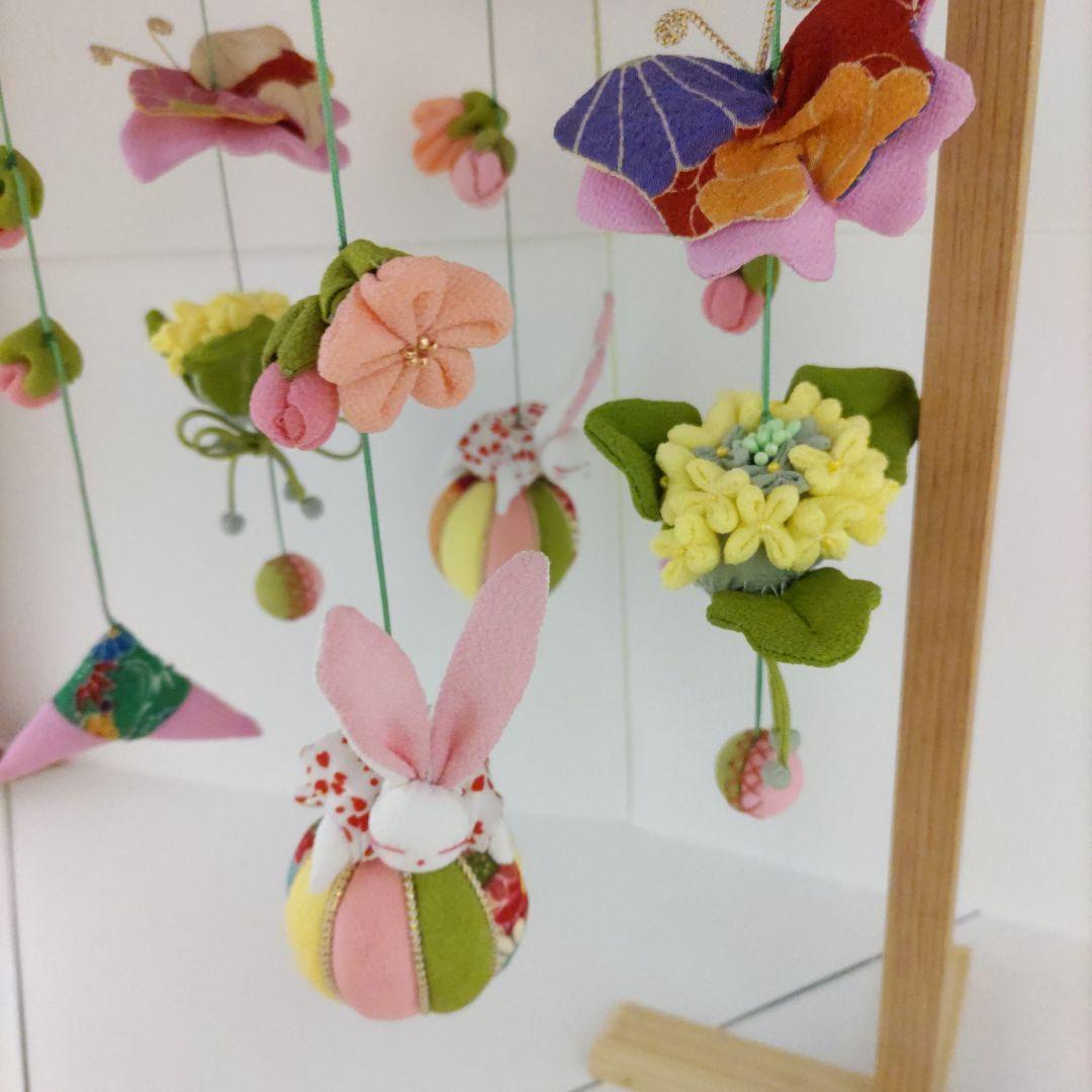 ちりめん細工　吊るし飾り　(桜と菜の花の春のさげもん）