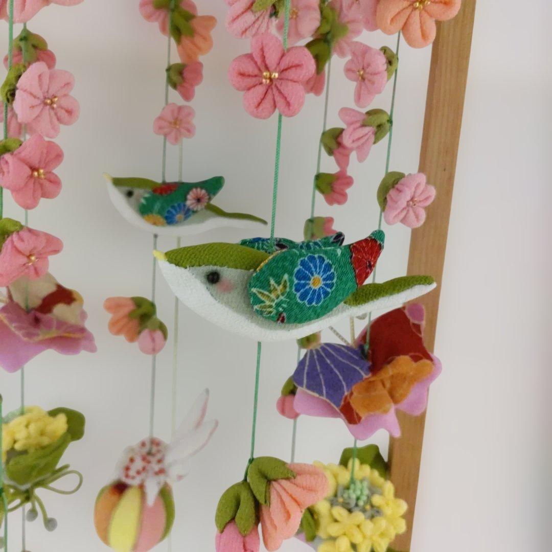 ちりめん細工　吊るし飾り　(桜と菜の花の春のさげもん）