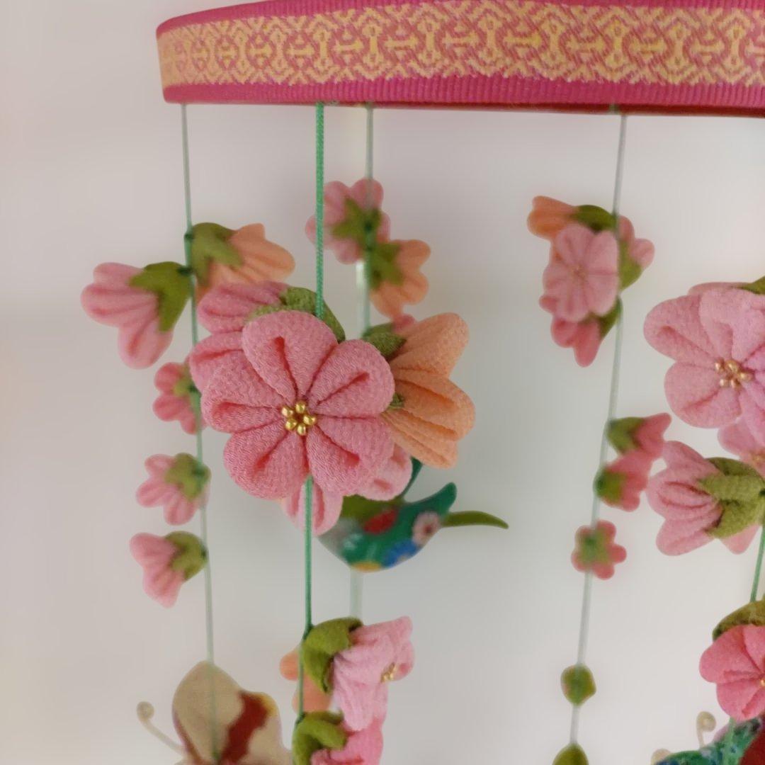 ちりめん細工　吊るし飾り　(桜と菜の花の春のさげもん）