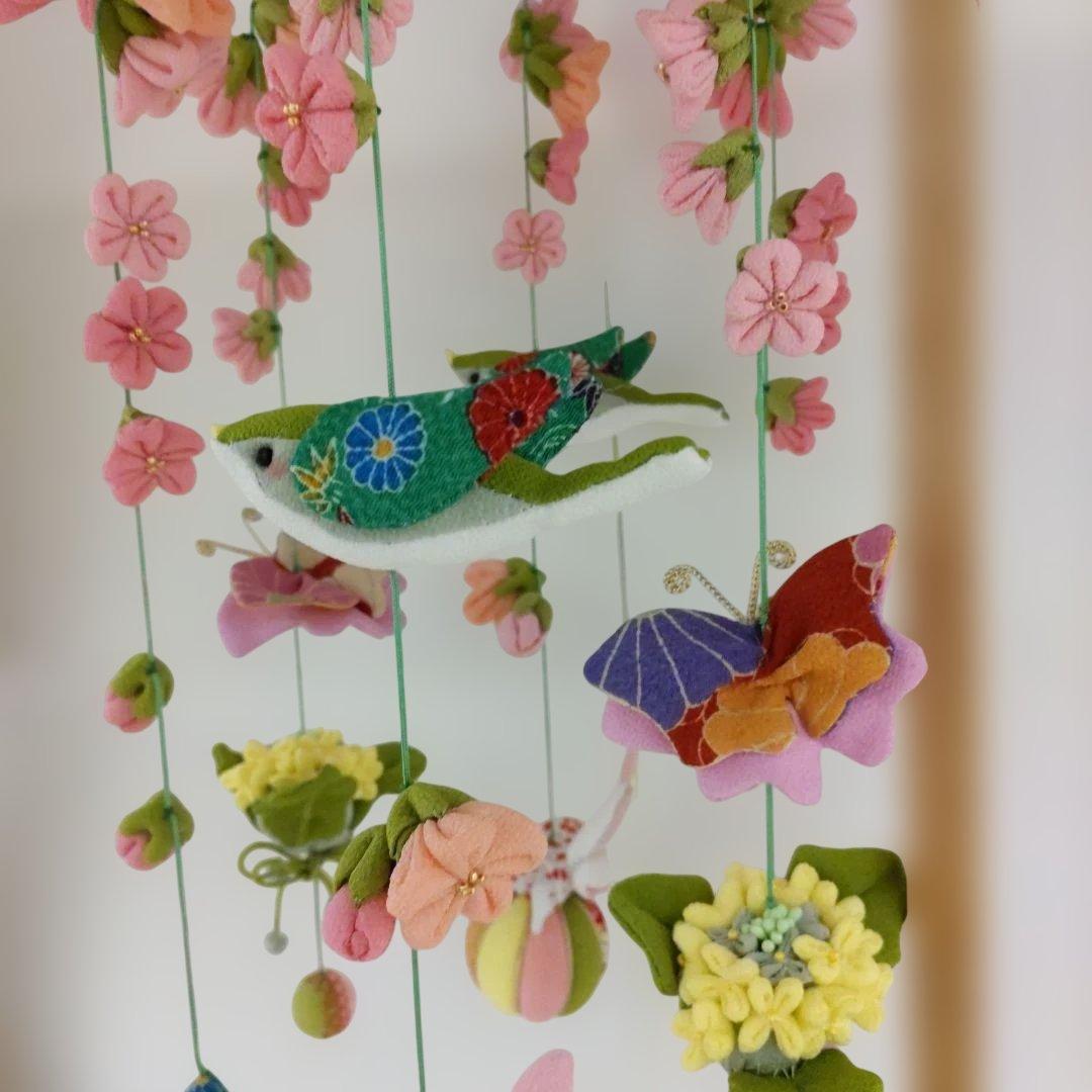 ちりめん細工　吊るし飾り　(桜と菜の花の春のさげもん）