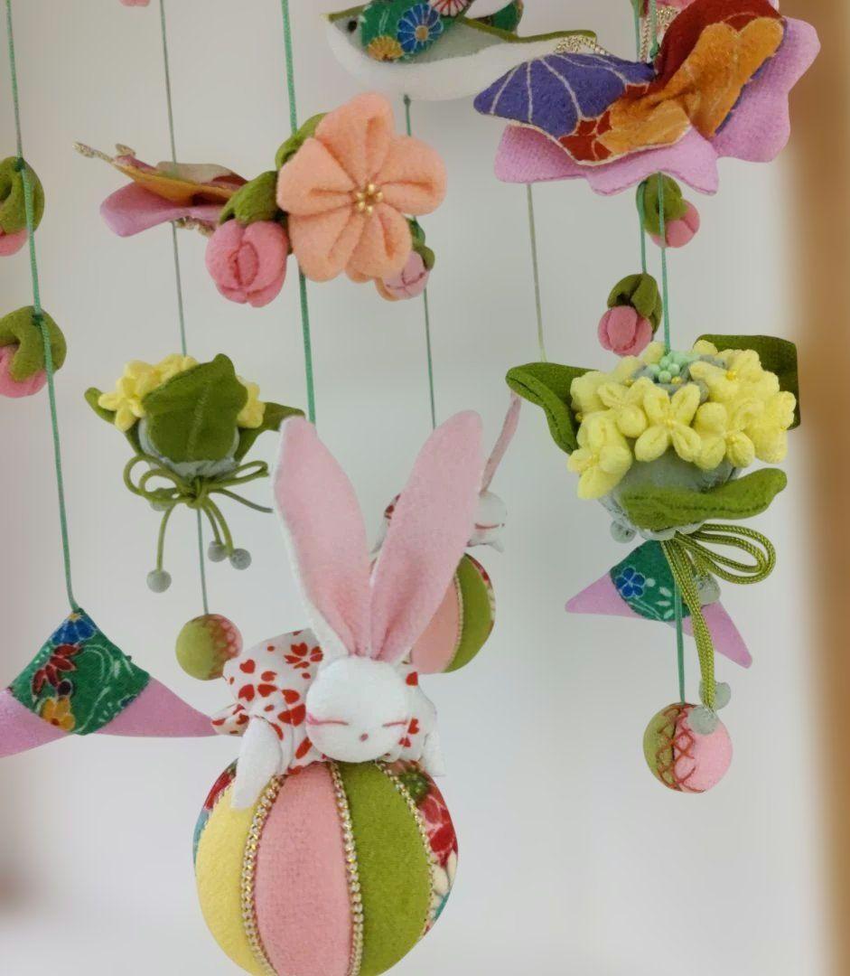 ちりめん細工　吊るし飾り　(桜と菜の花の春のさげもん）