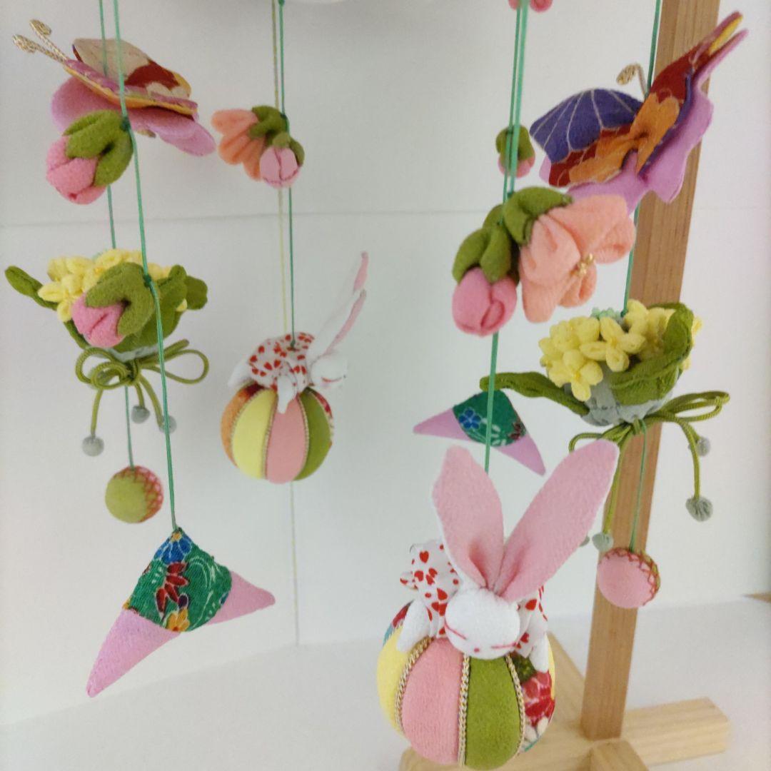 ちりめん細工　吊るし飾り　(桜と菜の花の春のさげもん）