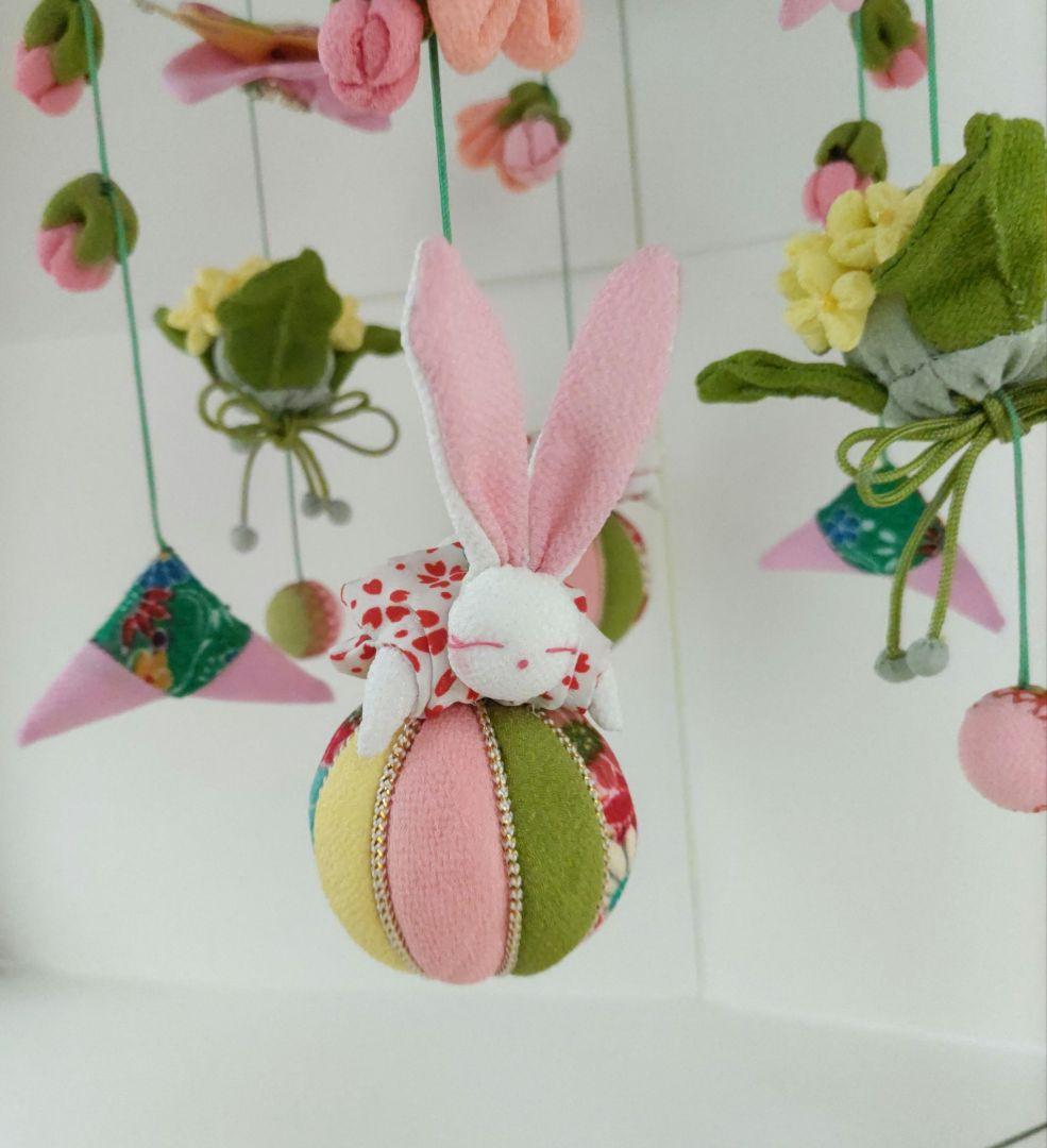 ちりめん細工　吊るし飾り　(桜と菜の花の春のさげもん）