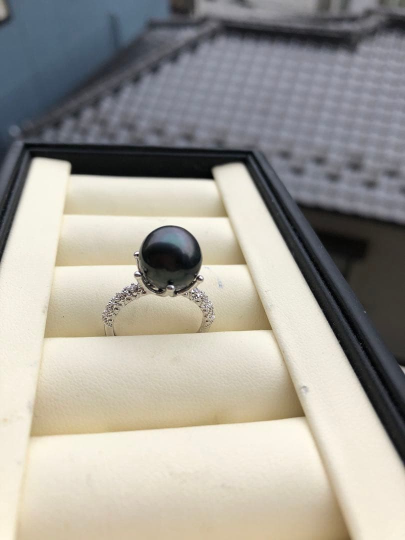 特売品　黒蝶真珠手作りらリング