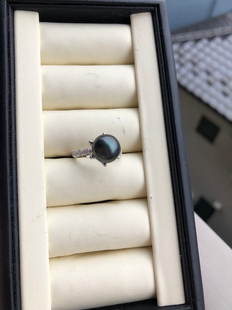 特売品　黒蝶真珠手作りらリング