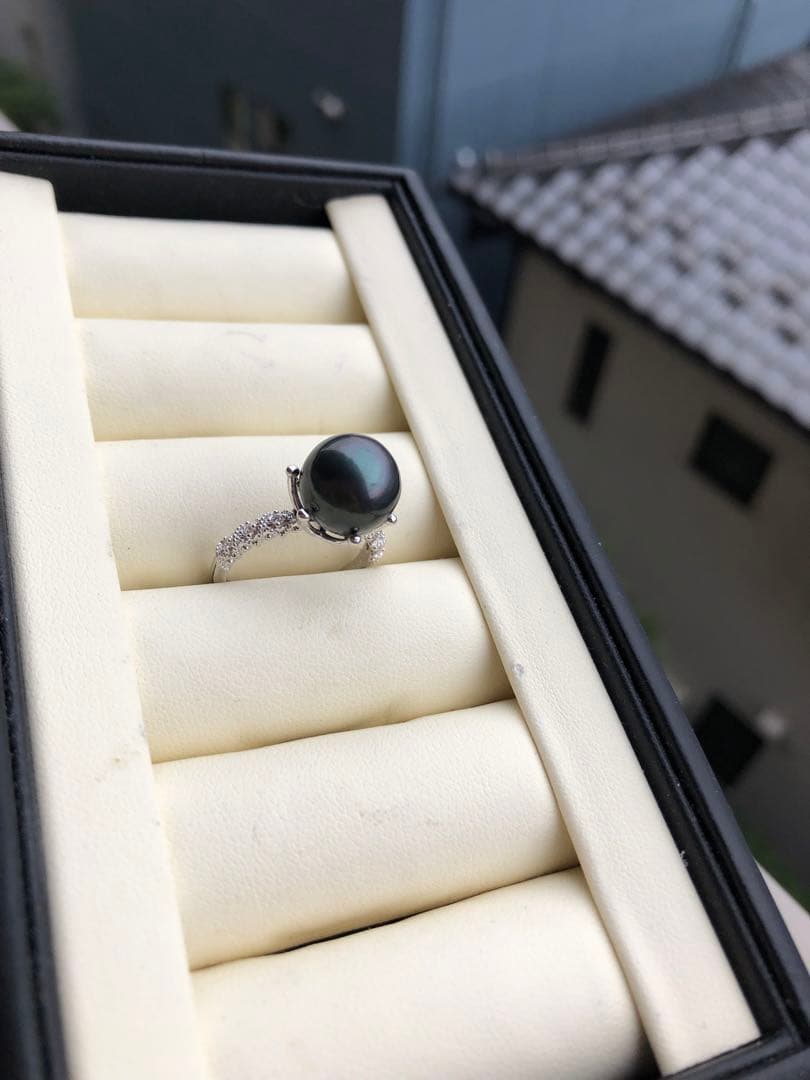 特売品　黒蝶真珠手作りらリング