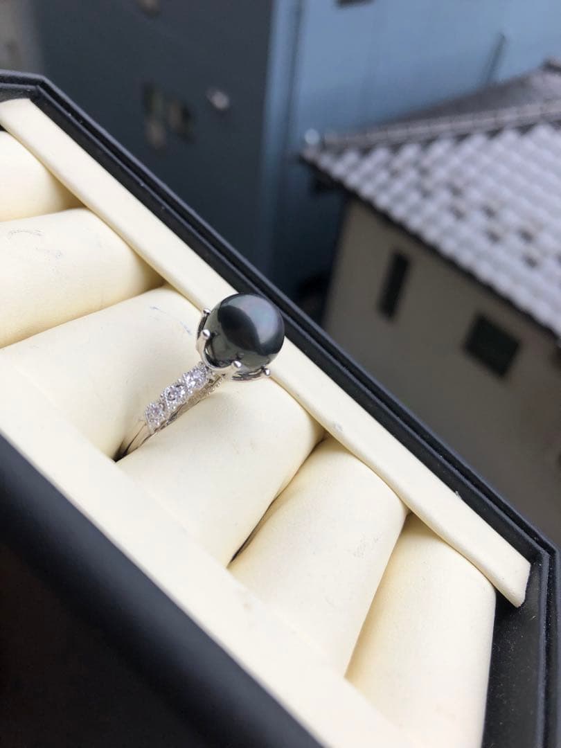 特売品　黒蝶真珠手作りらリング