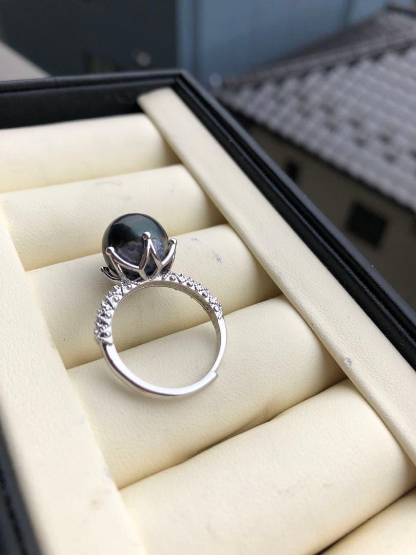 特売品　黒蝶真珠手作りらリング