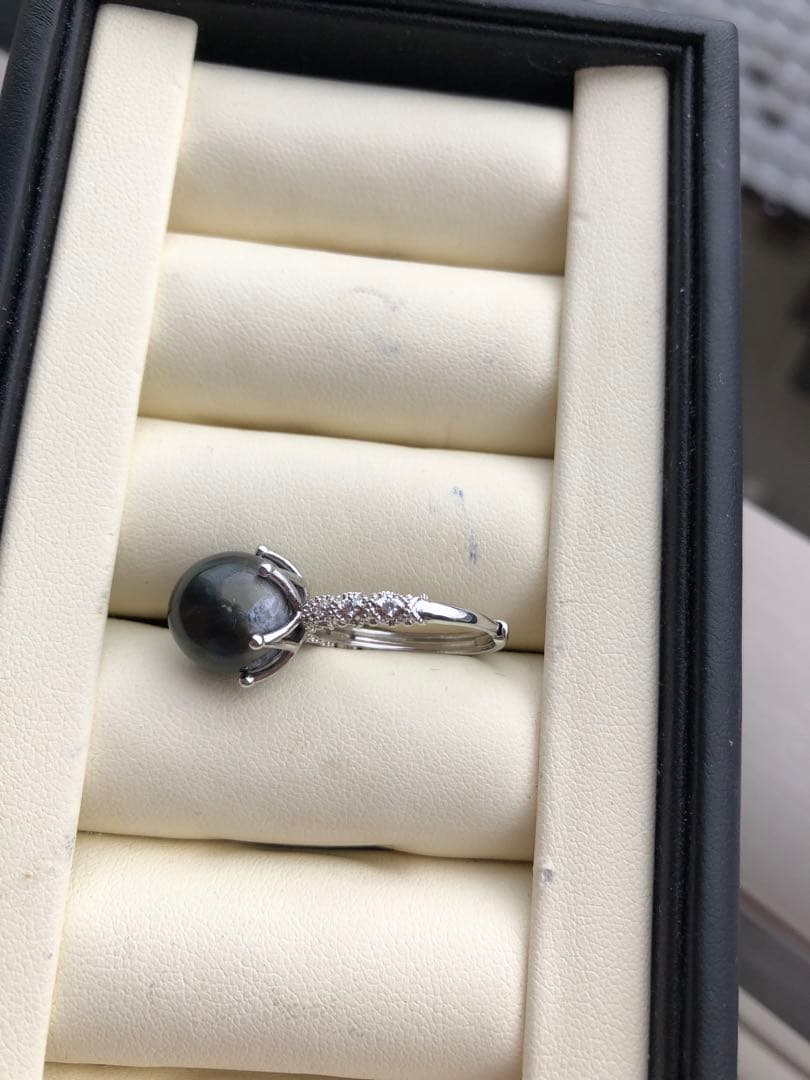 特売品　黒蝶真珠手作りらリング