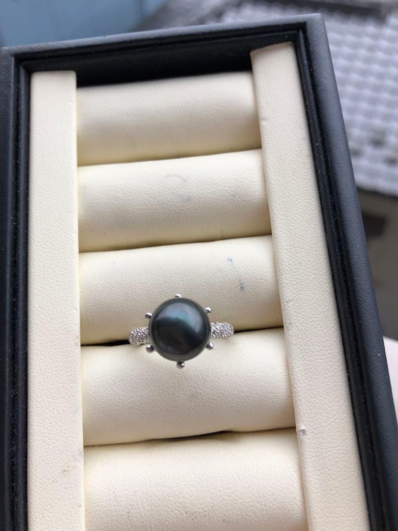 特売品　黒蝶真珠手作りらリング