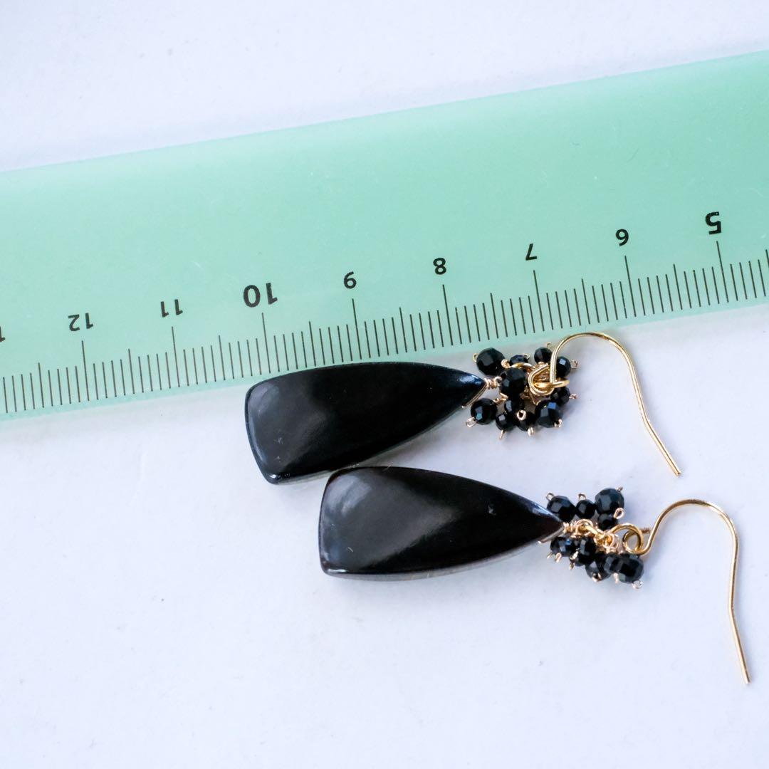 14kgfゴールドルチル✖️ブラックオニキスピアス/イヤリング