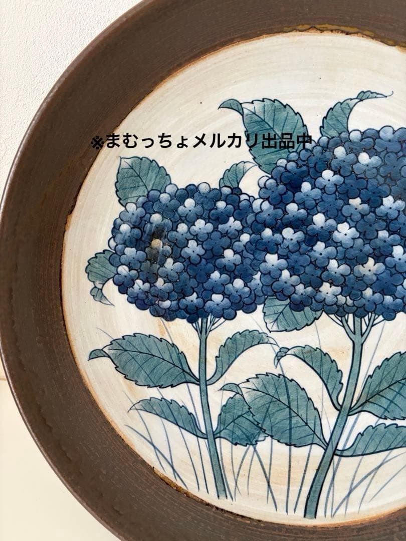 【瀬戸焼】大皿 鈴木義美 紫陽花 アンティーク陶器　1点