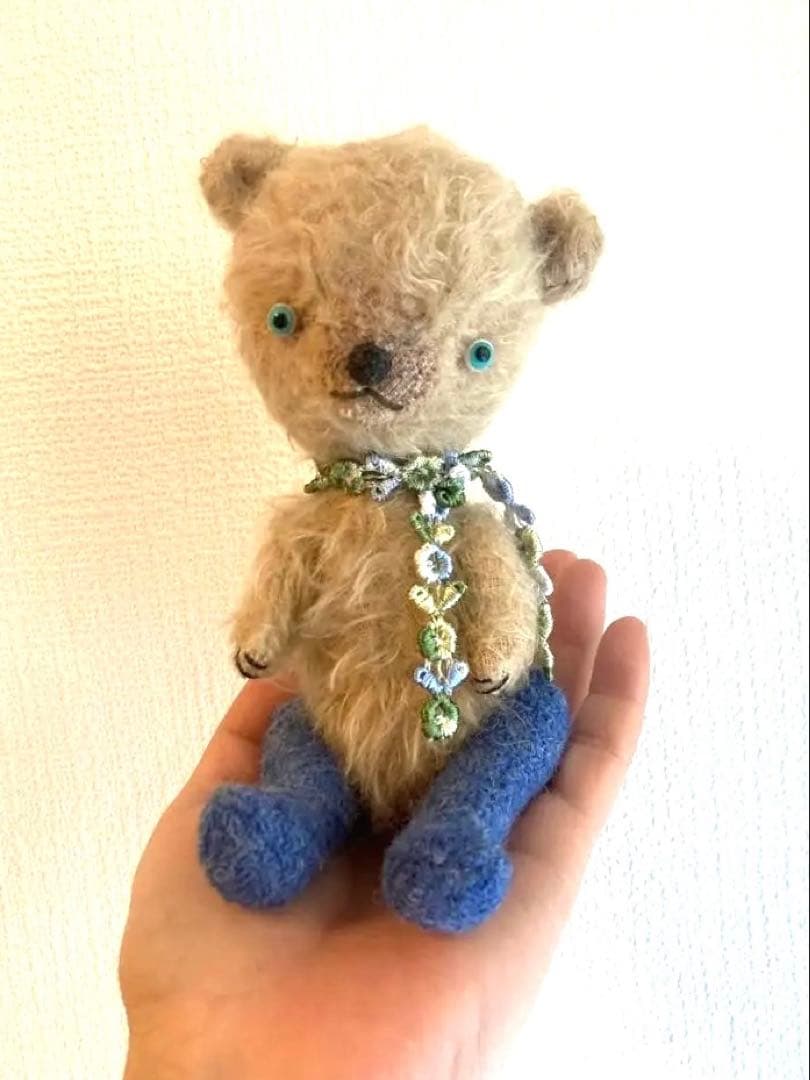 ハンドメイド　テディベア　春待ちベア