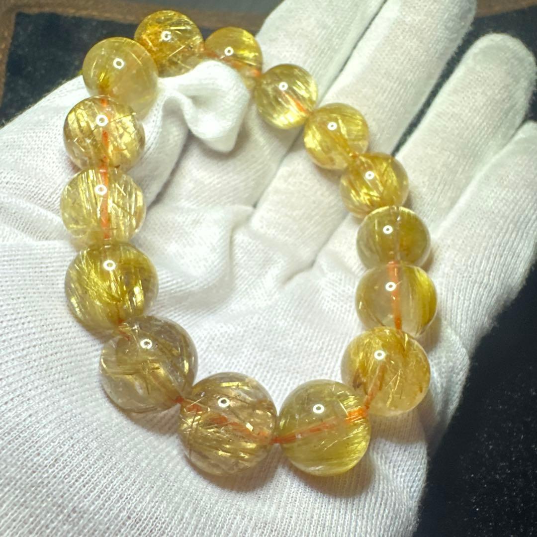 高品質大玉タイチンルチル　キャッツアイ　ルチルクォーツ　14.5㎜