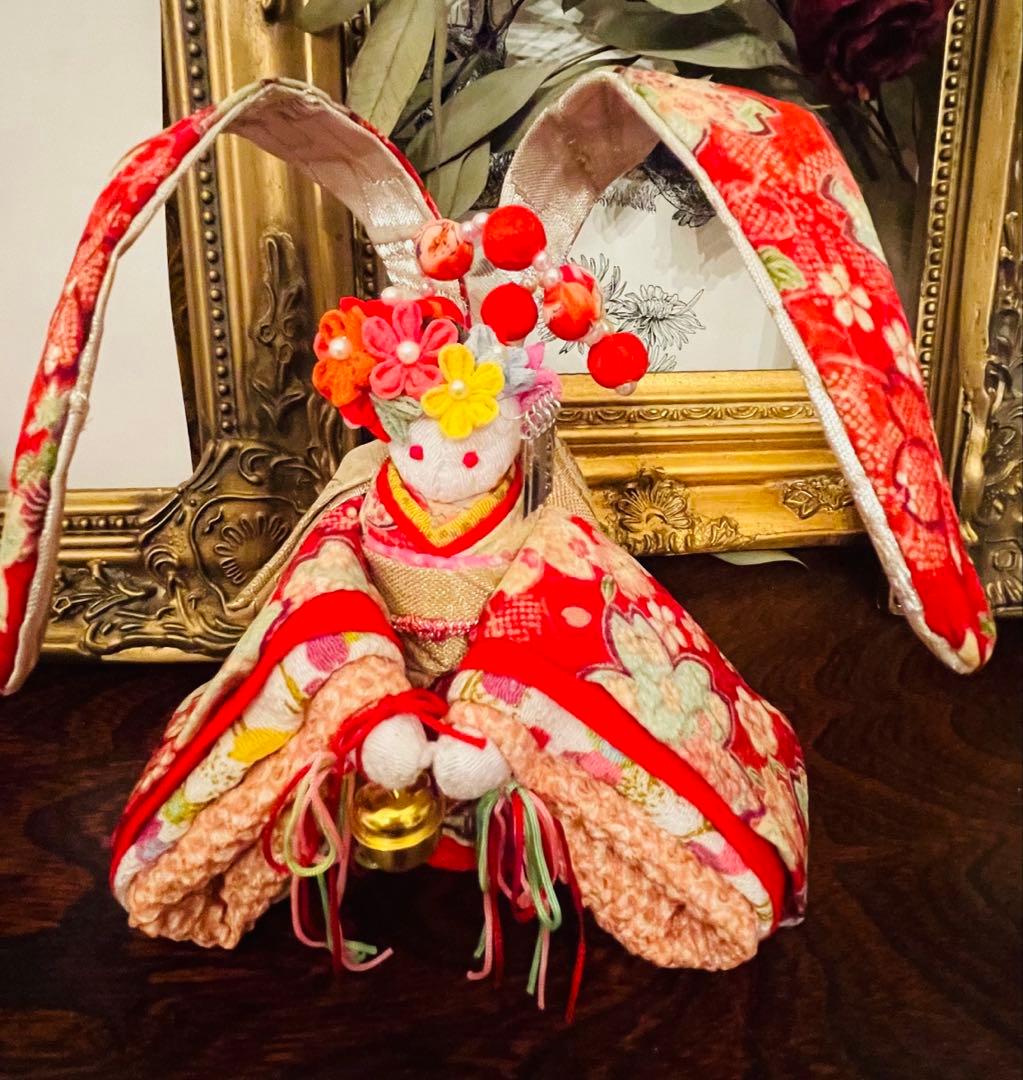 おばあちゃんハンドメイド　 幸せ招く お姫様着物うさぎ人形＊縁起のうさぎ姫
