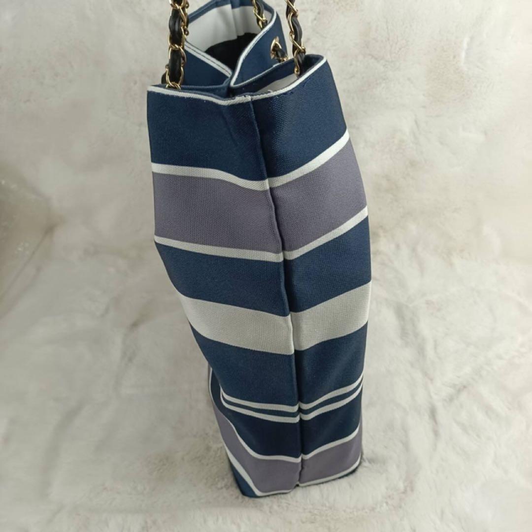 CHANEL ノベルティ ストライプ トートバッグ チェーン