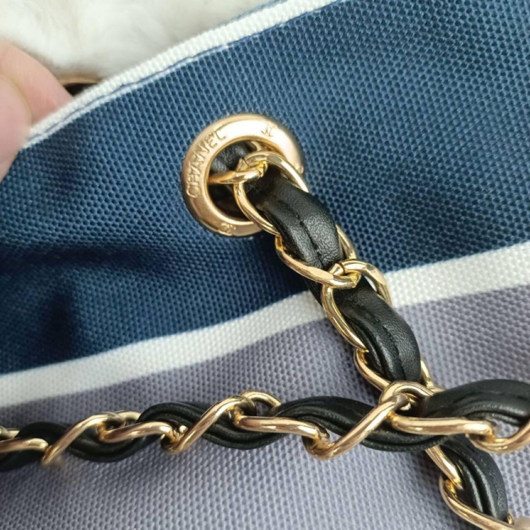 CHANEL ノベルティ ストライプ トートバッグ チェーン