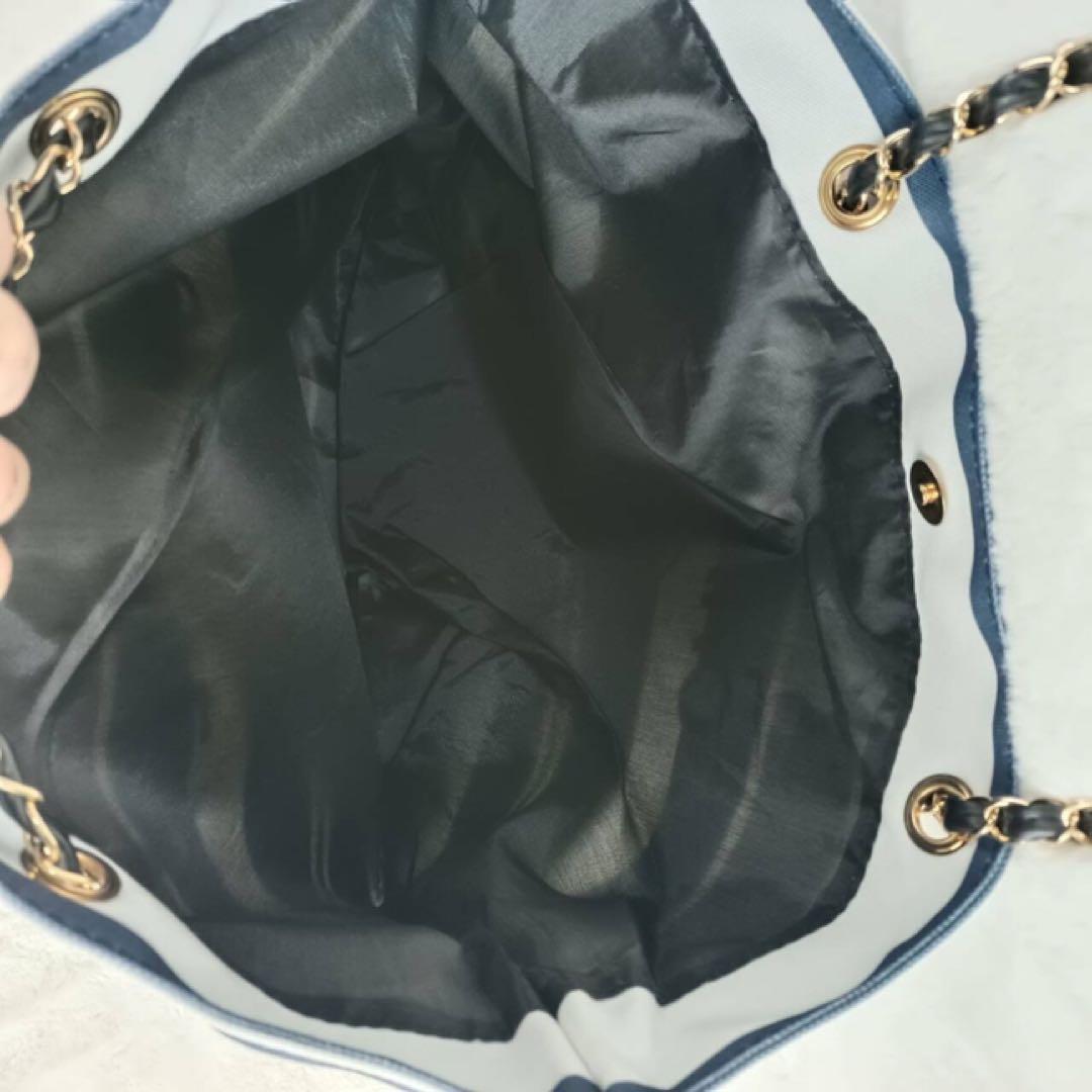 CHANEL ノベルティ ストライプ トートバッグ チェーン