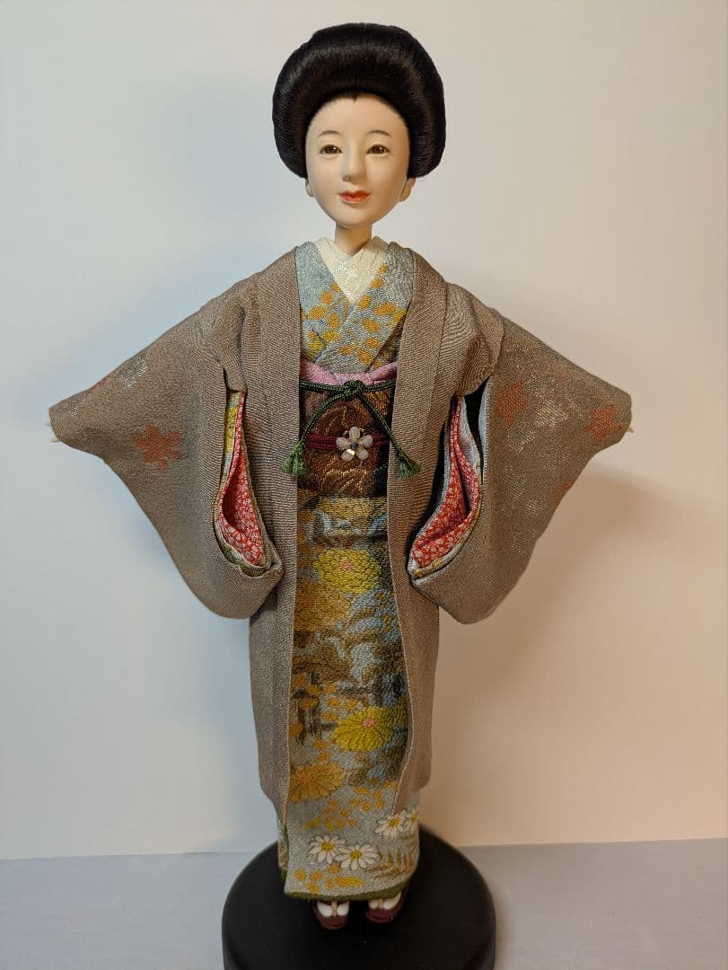 手縫い着物正絹縮緬友禅菊柄羽織足袋草履付き1/6ドールジェニーアウトフィットのみ