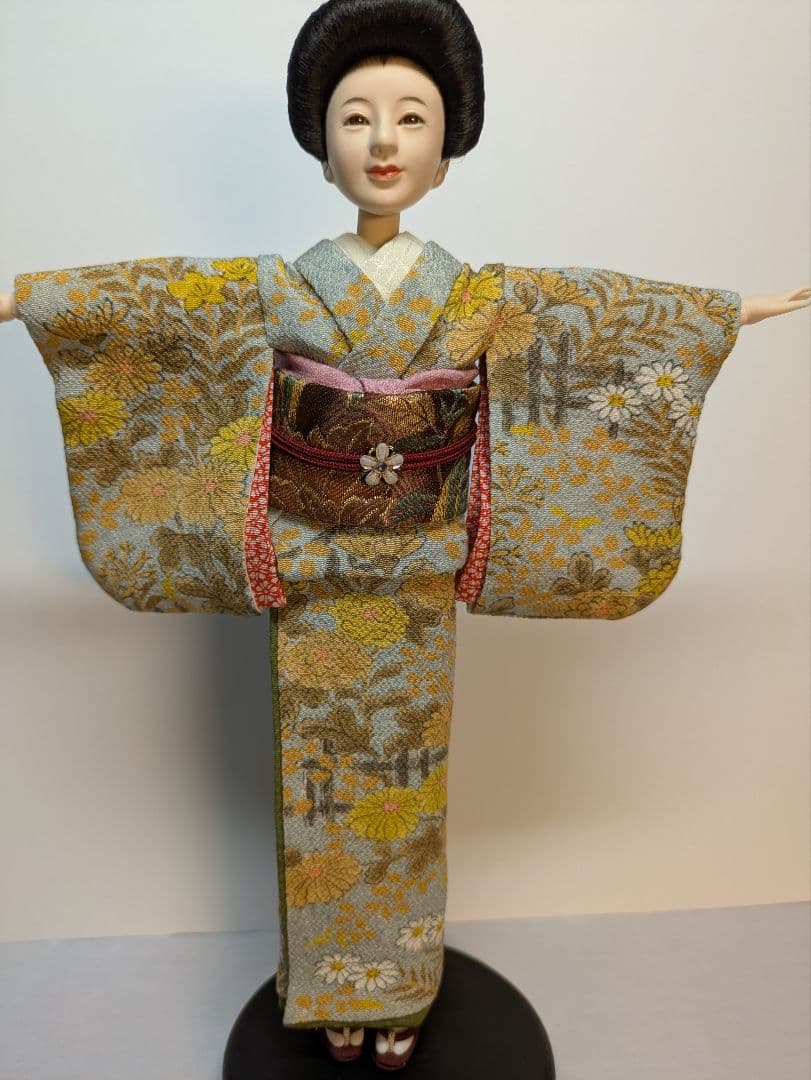 手縫い着物正絹縮緬友禅菊柄羽織足袋草履付き1/6ドールジェニーアウトフィットのみ