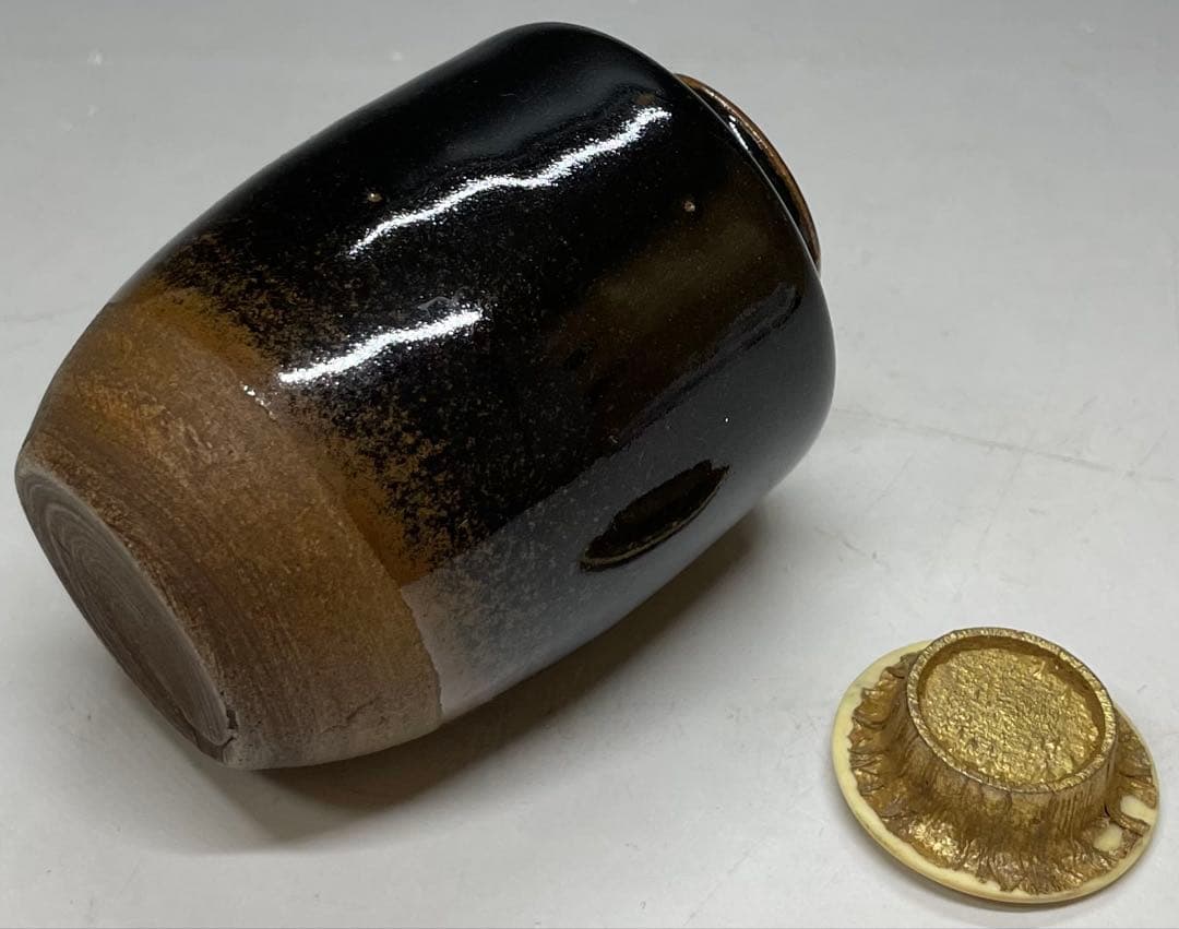 古瀬戸　茶入　仕覆　箱付　茶道具　u910