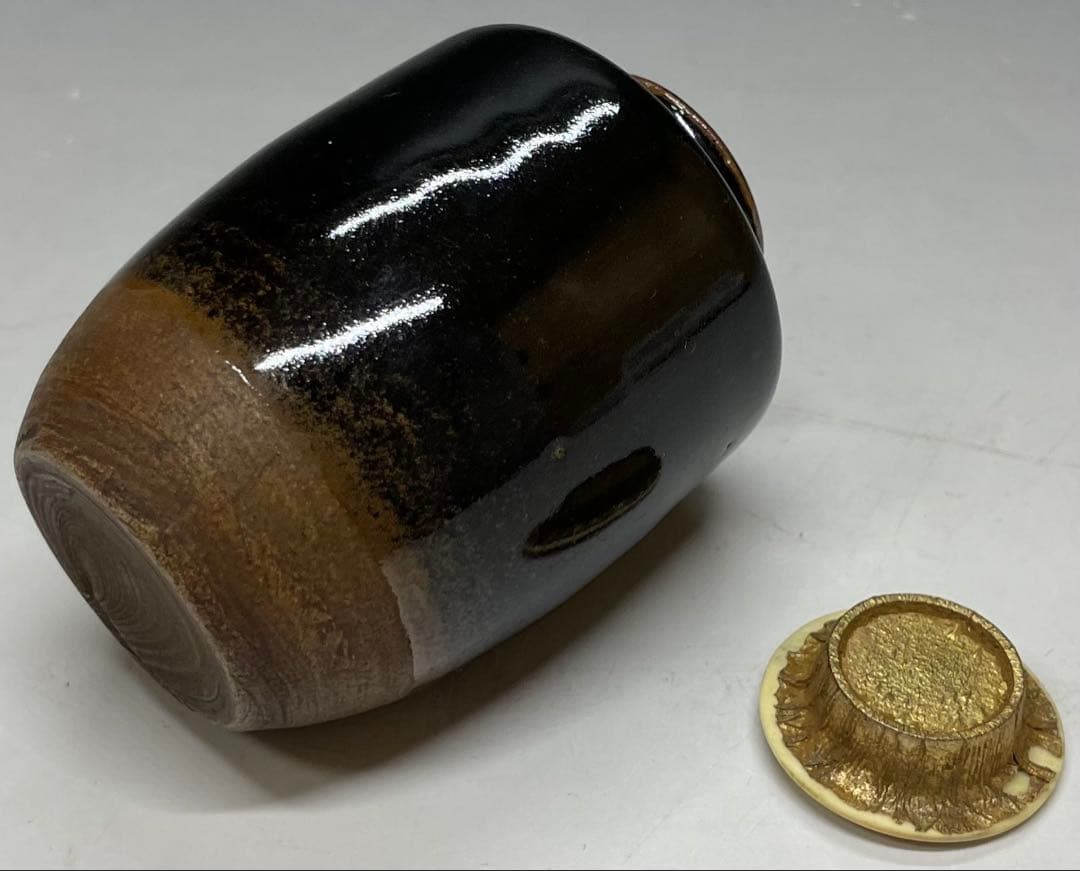 古瀬戸　茶入　仕覆　箱付　茶道具　u910