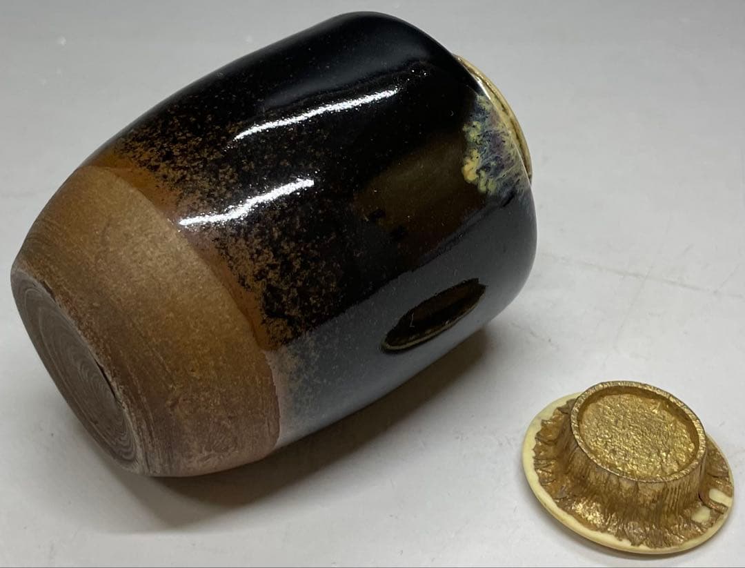 古瀬戸　茶入　仕覆　箱付　茶道具　u910