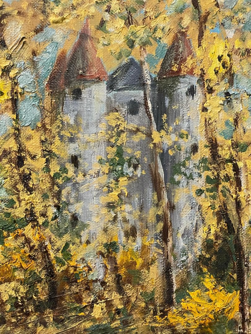 「真作」香川正敏「王城えの道」風景画　油彩画　額装　サイン有り　F8号