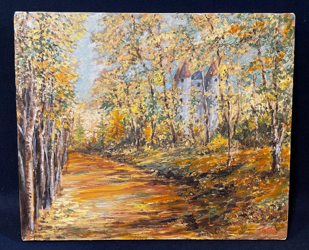 「真作」香川正敏「王城えの道」風景画　油彩画　額装　サイン有り　F8号