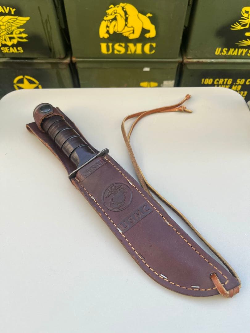 米軍実物 美品 コンバットナイフ KA-BAR USMC レザーシース付