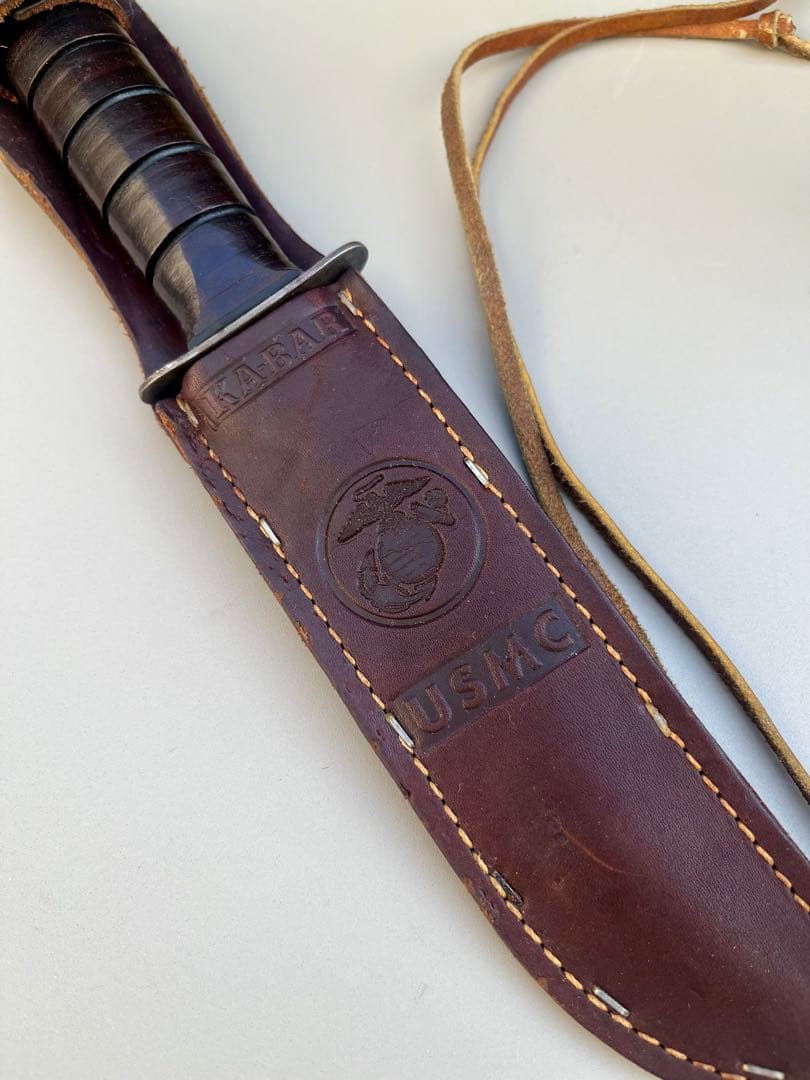 米軍実物 美品 コンバットナイフ KA-BAR USMC レザーシース付